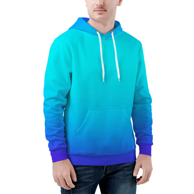 Teal Fade to Blue Men/Unisex Premium All Over Print Hoodie - Mr.SWAGBEAST