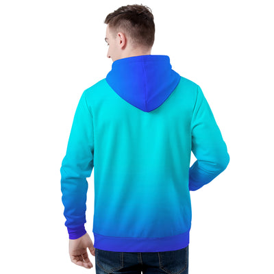 Teal Fade to Blue Men/Unisex Premium All Over Print Hoodie - Mr.SWAGBEAST