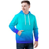 Teal Fade to Blue Men/Unisex Premium All Over Print Hoodie - Mr.SWAGBEAST