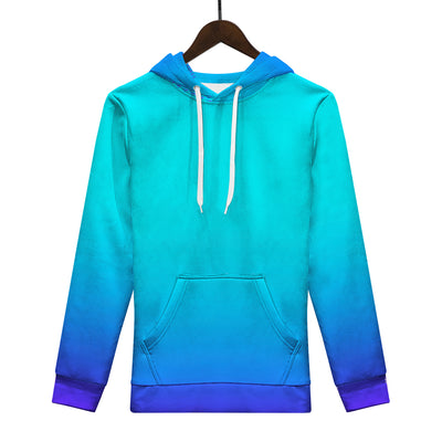 Teal Fade to Blue Men/Unisex Premium All Over Print Hoodie - Mr.SWAGBEAST